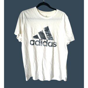 Adidas Mens Amplifier Tee White Camouflage Logo T-Shirt Size L Cotton & Polyeste